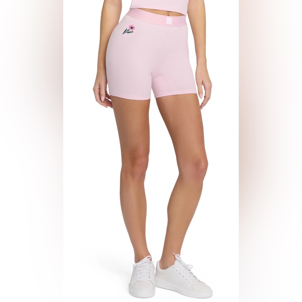 NWT Mills by Millie Bobby Brown Rosette Pink Ribbed Floral Bike Shorts XL